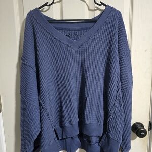 American Eagle Outfitters Blue V-Neck Sweater